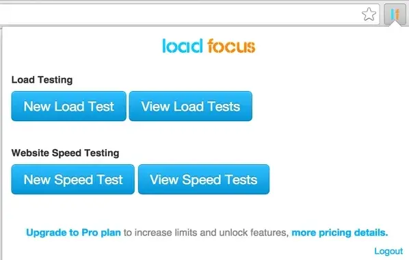 Load Focus chrome extension for web load testing