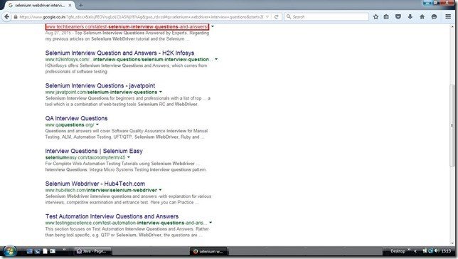 Selenium Tutorial – Google page rank output.