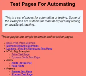 Test Pages for Automation