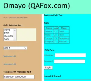 Omayo to Practice Selenium WebDriver online